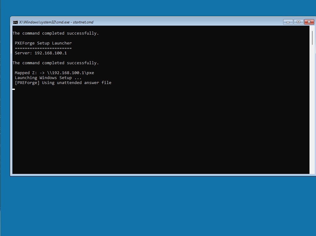 Windows installing over network